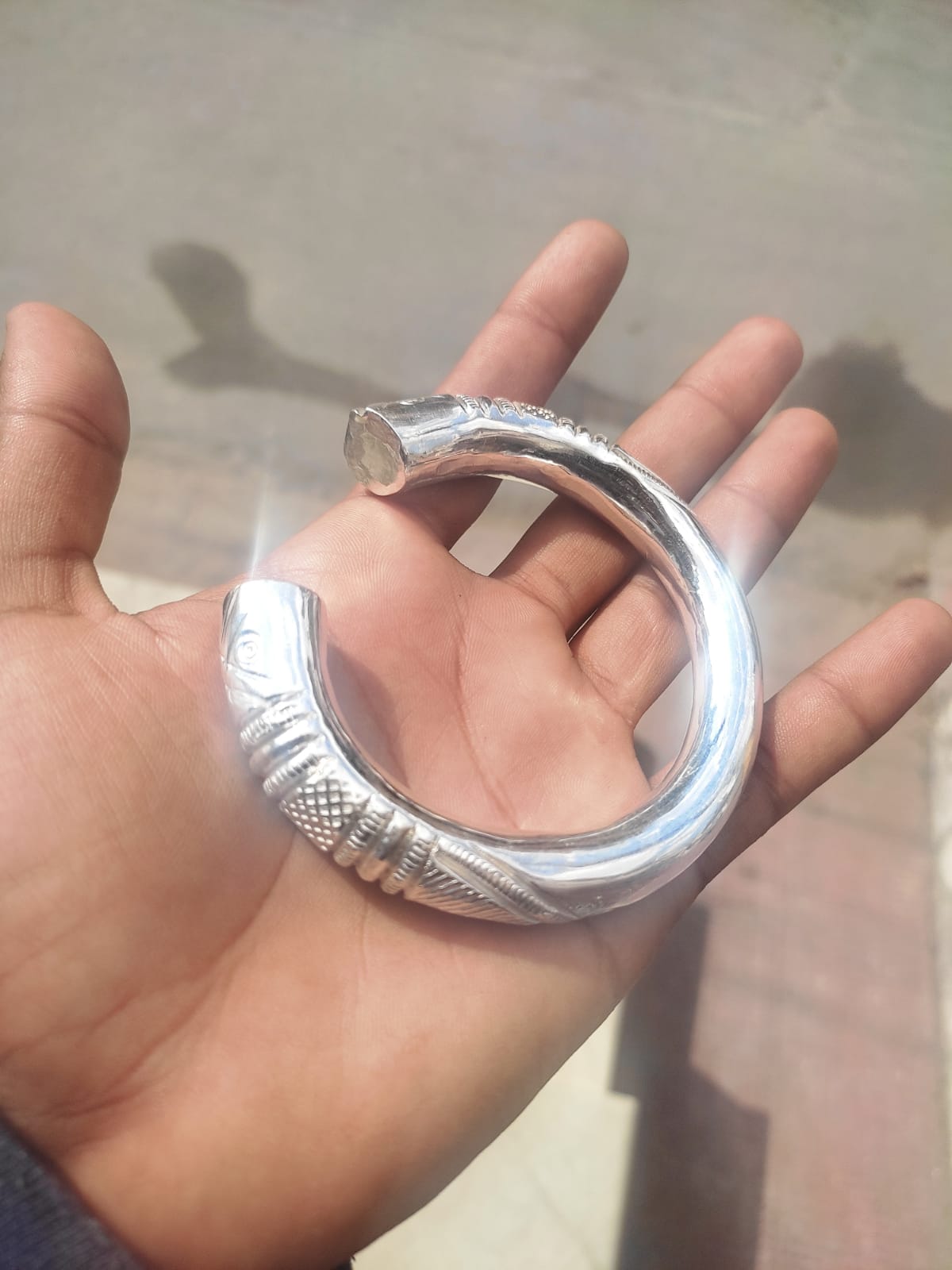 Hand kada design hot sale in silver